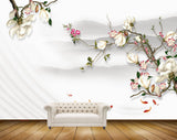 Avikalp MWZ1180 White Pink Flowers Fishes Stems 3D HD Wallpaper