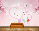 Avikalp MWZ1222 Pink Flowers Butterflies Girl Umbrella 3D HD Wallpaper