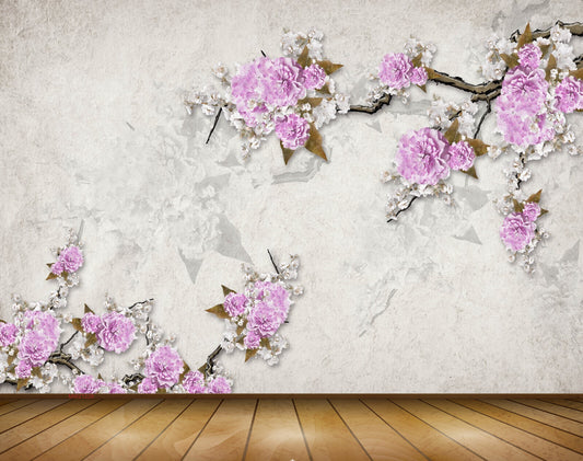 Avikalp MWZ1228 Pink White Flowers Branches 3D HD Wallpaper