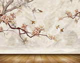 Avikalp MWZ1230 Golden Flowers Branches 3D HD Wallpaper