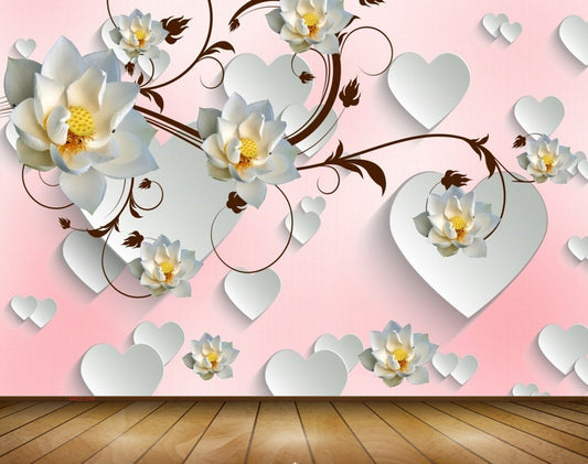 Avikalp MWZ1248 White Yellow Flowers 3D HD Wallpaper