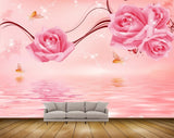 Avikalp MWZ1255 Pink Flowers Butterflies 3D HD Wallpaper