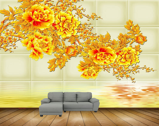 Avikalp MWZ1266 Yellow Orange Flowers HD Wallpaper