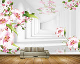 Avikalp MWZ1298 Pink White Flowers Leaves HD Wallpaper