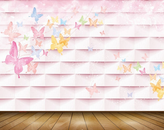 Avikalp MWZ1303 Pink Blue Orange Butterflies 3D HD Wallpaper