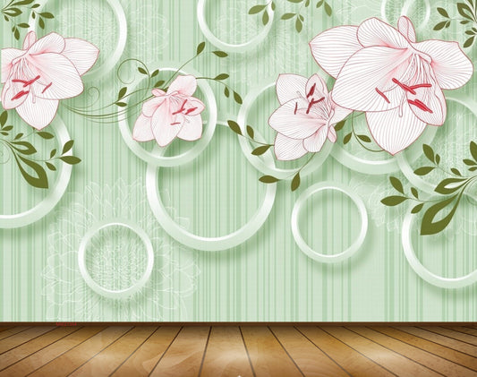 Avikalp MWZ1304 Pink White Flowers Leaves 3D HD Wallpaper