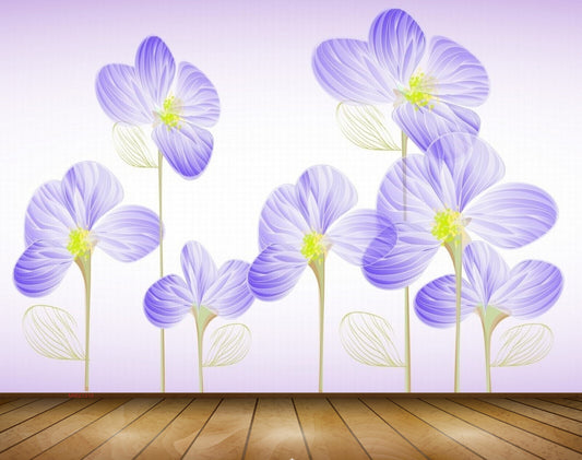 Avikalp MWZ1310 Purple Flowers 3D HD Wallpaper