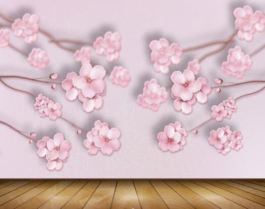 Avikalp MWZ1311 Pink Flowers 3D HD Wallpaper