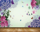 Avikalp MWZ1314 Pink Purple Flowers Butterflies 3D HD Wallpaper