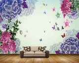 Avikalp MWZ1314 Pink Purple Flowers Butterflies 3D HD Wallpaper