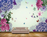 Avikalp MWZ1314 Pink Purple Flowers Butterflies 3D HD Wallpaper