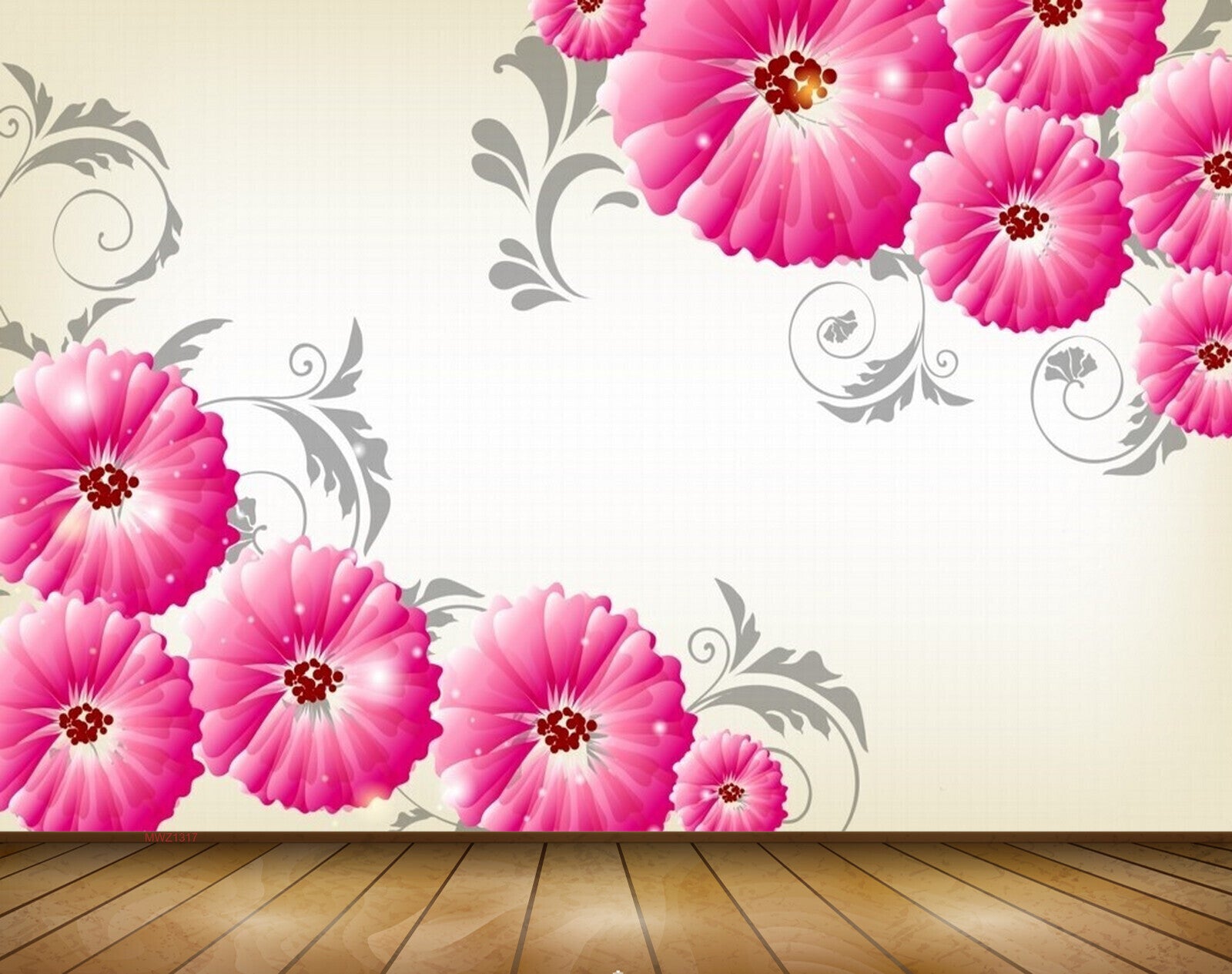 Avikalp MWZ1317 Pink Flowers 3D HD Wallpaper