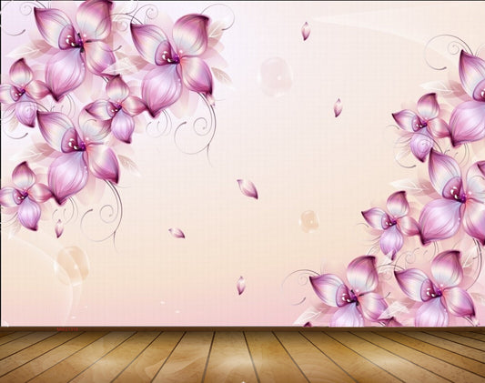 Avikalp MWZ1318 Pink Flowers 3D HD Wallpaper