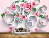 Avikalp MWZ1323 Pink Rose Flowers Leaves 3D HD Wallpaper