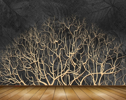 Avikalp MWZ1336 Golden Branches 3D HD Wallpaper