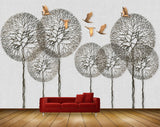 Avikalp MWZ1342 Brown Trees Birds HD Wallpaper