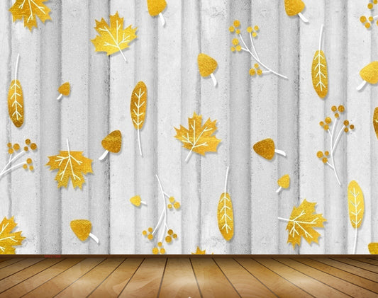 Avikalp MWZ1368 Yellow Orange Leaves 3D HD Wallpaper