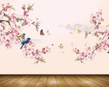 Avikalp MWZ1384 Pink Flowers Birds Butterflies 3D HD Wallpaper