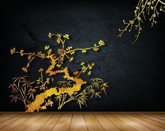 Avikalp MWZ1403 Golden Trees Leaves 3D HD Wallpaper