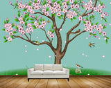 Avikalp MWZ1412 Pink Flowers Tree Birds 3D HD Wallpaper