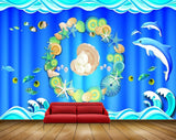 Avikalp MWZ1415 Flowers Dolphins Pearls Shells Fishes 3D HD Wallpaper