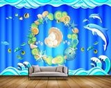 Avikalp MWZ1415 Flowers Dolphins Pearls Shells Fishes 3D HD Wallpaper