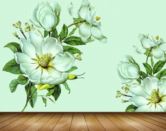 Avikalp MWZ1431 Green Flowers Leaves Flies 3D HD Wallpaper