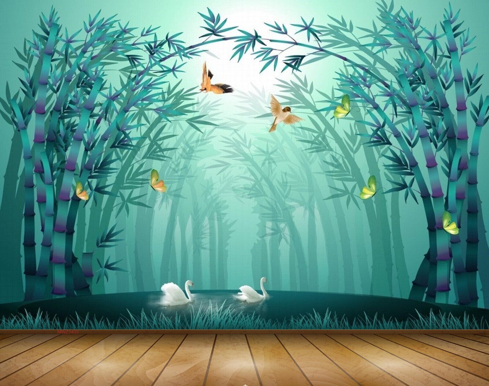 Avikalp MWZ1433 Trees Flies Birds Cranes 3D HD Wallpaper