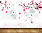 Avikalp MWZ1444 Pink Flowers Branches 3D HD Wallpaper