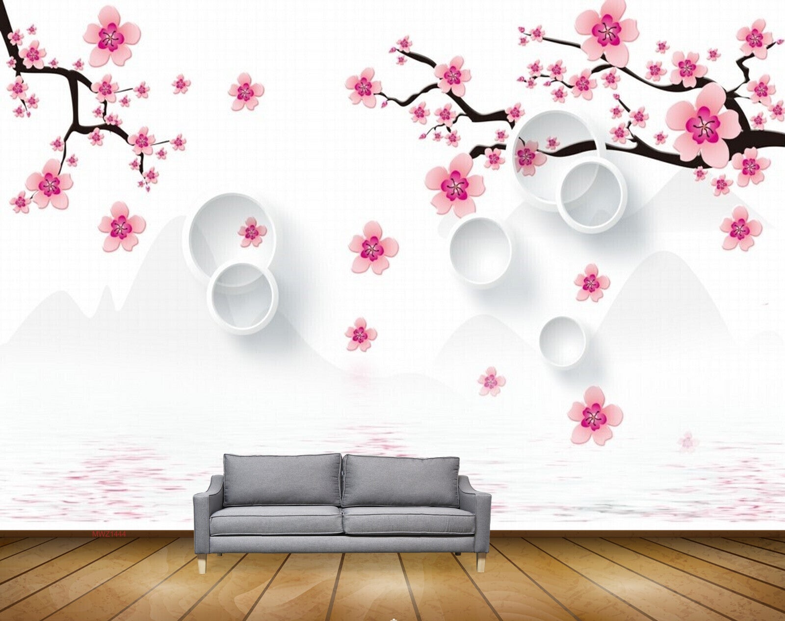 Avikalp MWZ1444 Pink Flowers Branches 3D HD Wallpaper