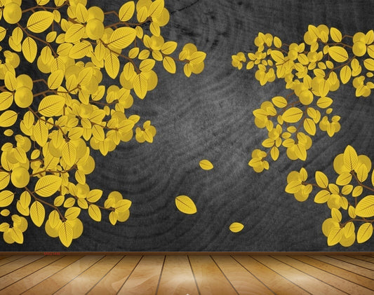 Avikalp MWZ1446 Yellow Leaves Branches 3D HD Wallpaper