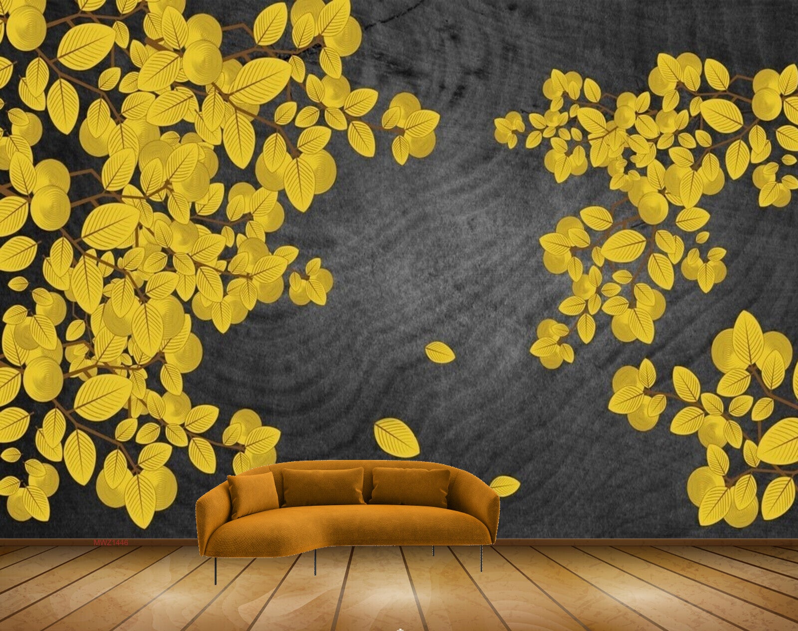 Avikalp MWZ1446 Yellow Leaves Branches 3D HD Wallpaper