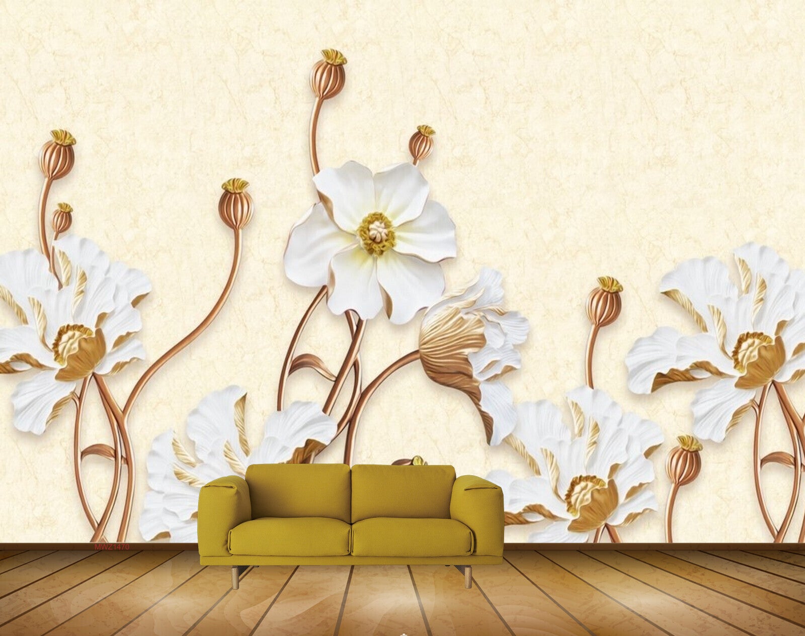 Avikalp MWZ1470 White Yellow Flowers HD Wallpaper