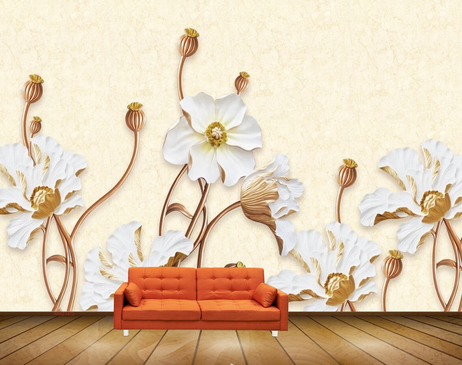 Avikalp MWZ1470 White Yellow Flowers 3D HD Wallpaper