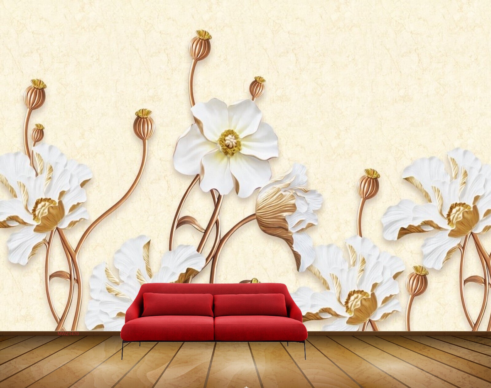 Avikalp MWZ1470 White Yellow Flowers 3D HD Wallpaper