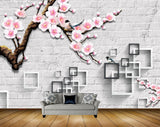 Avikalp MWZ1483 Pink White Flowers Branches 3D HD Wallpaper