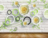 Avikalp MWZ1488 White Yellow Rose Flowers Plants 3D HD Wallpaper