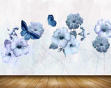 Avikalp MWZ1512 White Purple Flowers Butterflies 3D HD Wallpaper