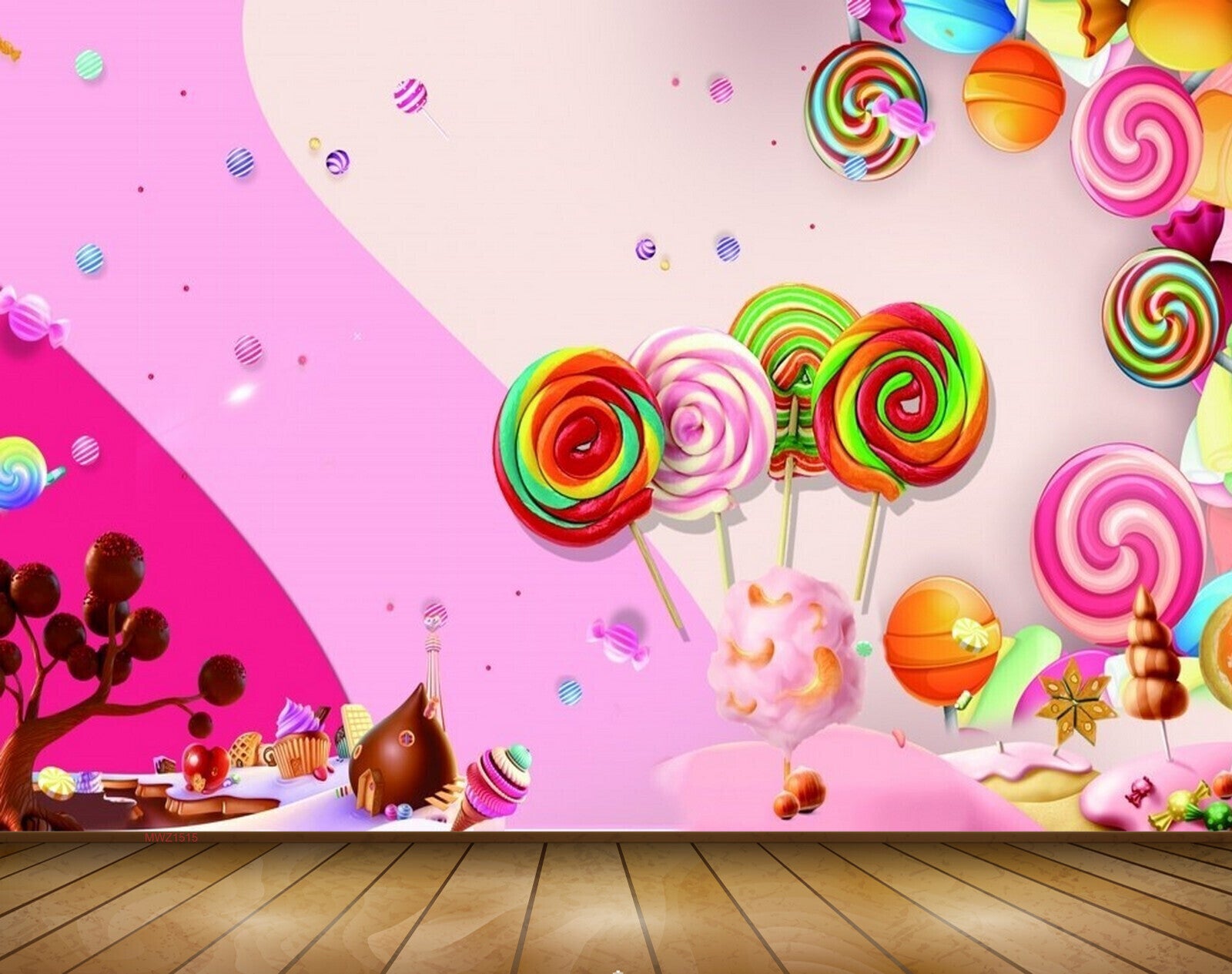 Avikalp MWZ1515 Multicoloured Lollipops Chocolates 3D HD Wallpaper