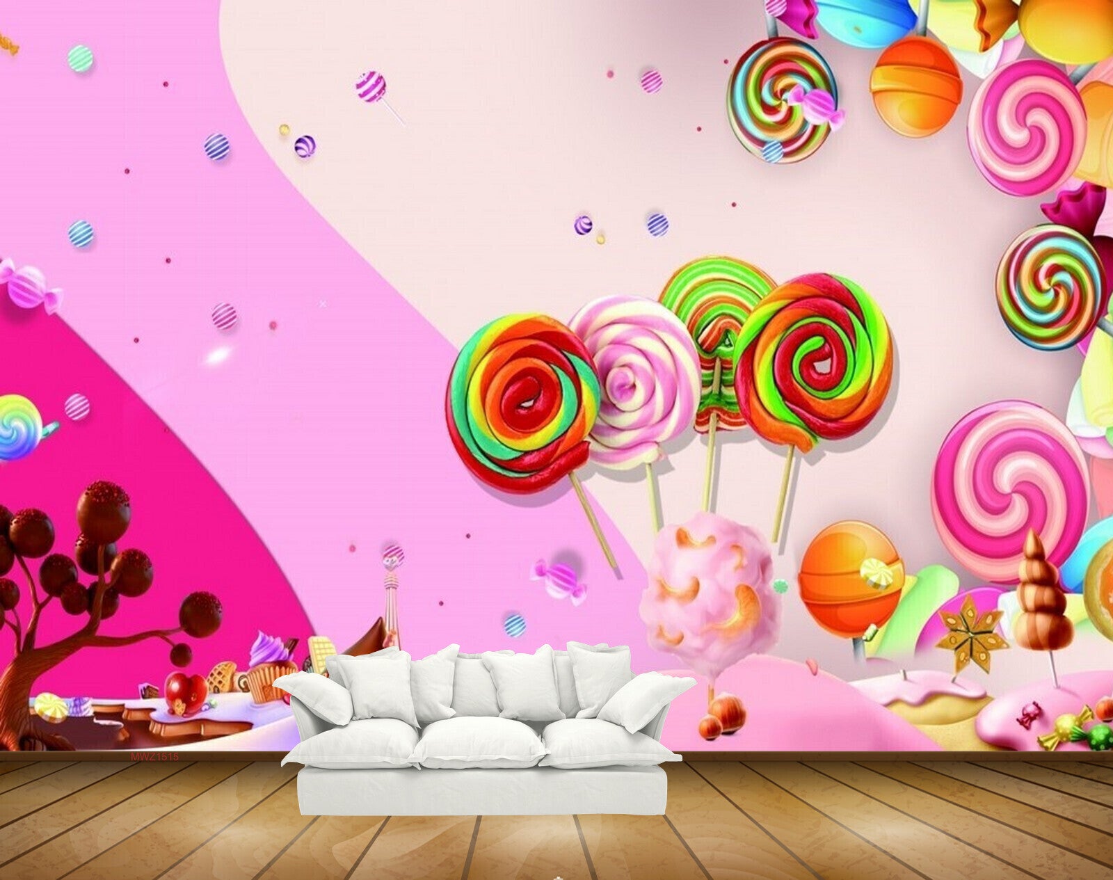 Avikalp MWZ1515 Multicoloured Lollipops Chocolates 3D HD Wallpaper