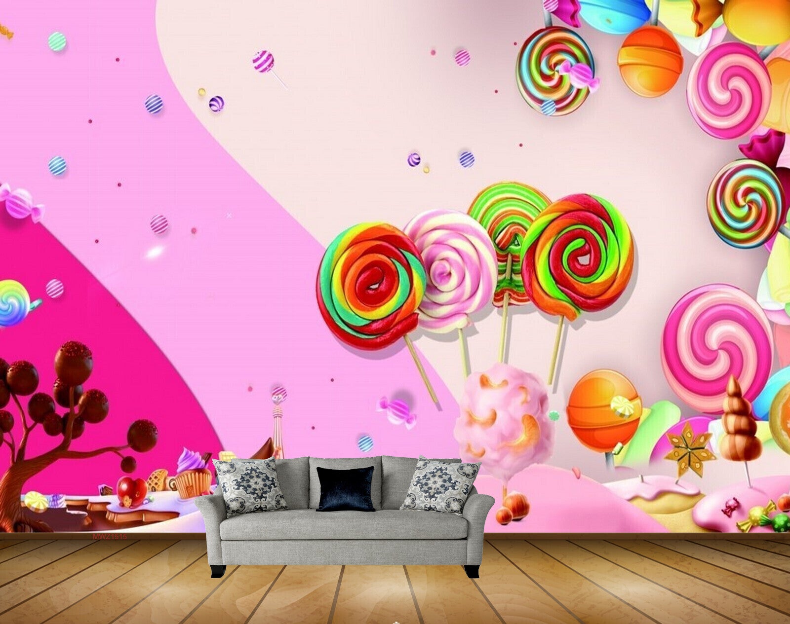 Avikalp MWZ1515 Multicoloured Lollipops Chocolates 3D HD Wallpaper