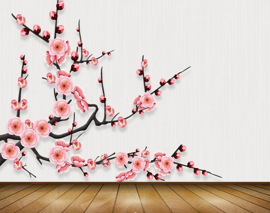 Avikalp MWZ1517 Pink White Flowers Branches 3D HD Wallpaper