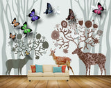 Avikalp MWZ1525 Butterflies Deers Animals Trees HD Wallpaper