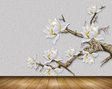 Avikalp MWZ1539 White Yellow Flowers Branches 3D HD Wallpaper