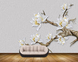 Avikalp MWZ1539 White Yellow Flowers Branches 3D HD Wallpaper