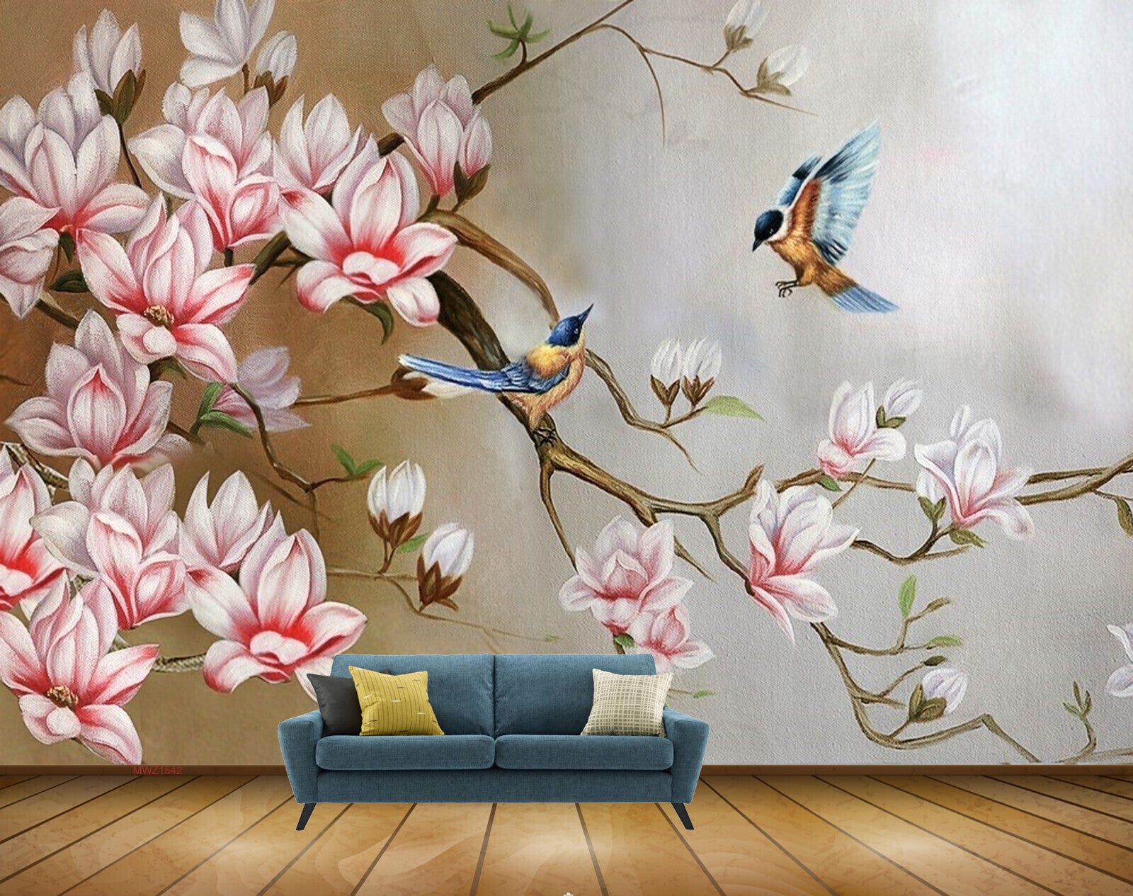 Mystic Walls MWZ0474 White Flowers Birds Butterflies River House HD 3D  Wallpaper for Bedroom Hall4 ft x 3 ft  122 cm x 91 cm  Amazonin  Home Improvement