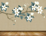 Avikalp MWZ1551 White Flowers Leaves Branches 3D HD Wallpaper