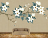 Avikalp MWZ1551 White Flowers Leaves Branches 3D HD Wallpaper