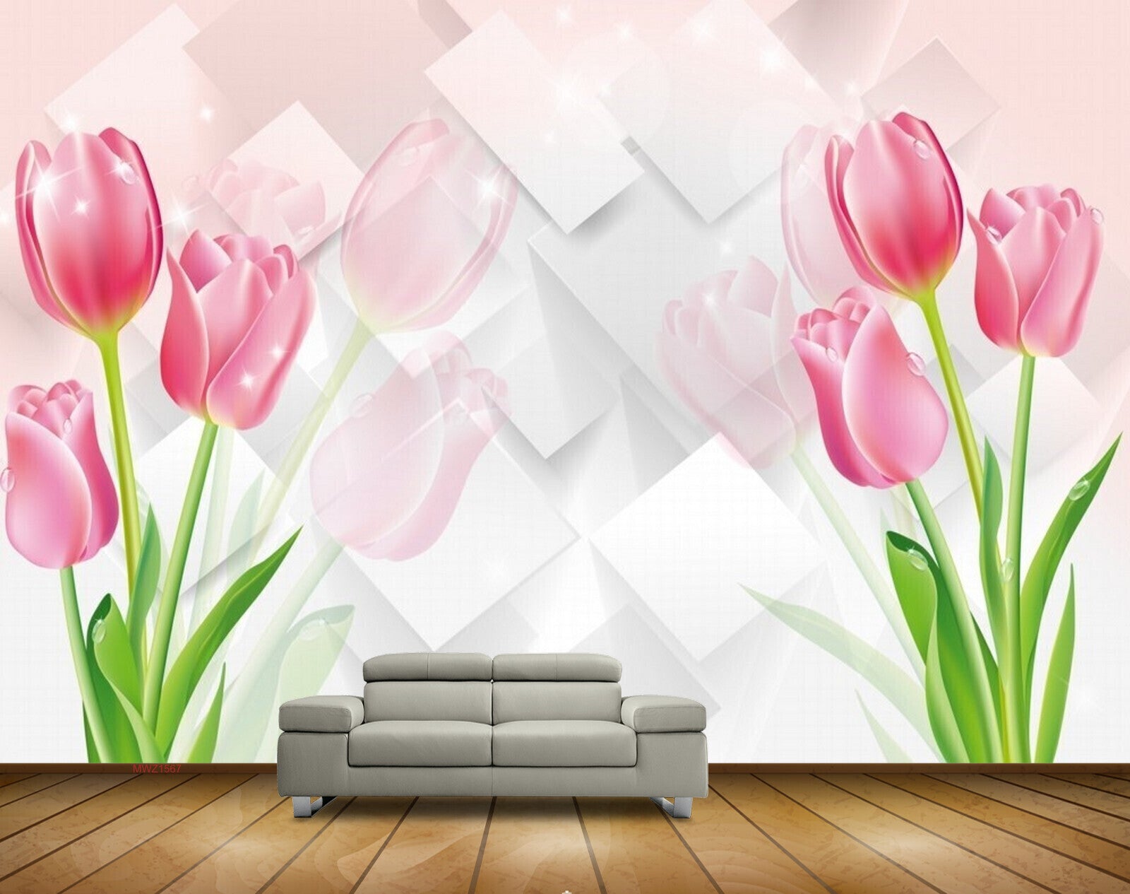 Avikalp MWZ1567 Pink Tulip Flowers HD Wallpaper