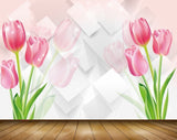 Avikalp MWZ1567 Pink Tulip Flowers 3D HD Wallpaper